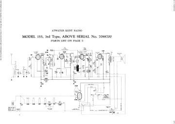 Atwater Kent 155 ;3rd type ser above 7088700 schematic circuit diagram